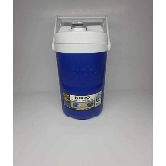 Igloo Laguna HalfGallon Beverage Jug Cooler &Hooks Blue Baseball Water Bottle - Picture 1 of 2